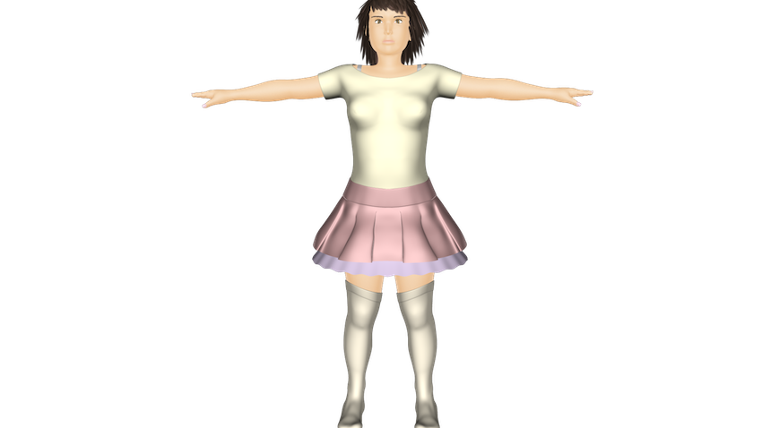 Front view of Monica 3D model without the sweater from the turnaround.