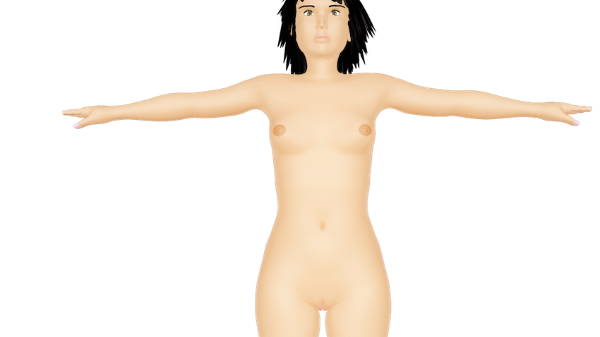 Front view of Monica 3D model nude.