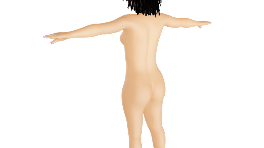 Back view of Monica 3D model nude.