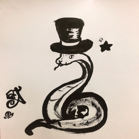 A snake wearing a top hat