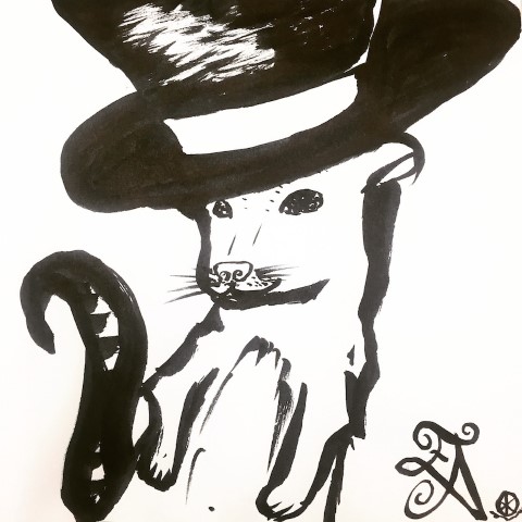 A mouse wearing a top hat