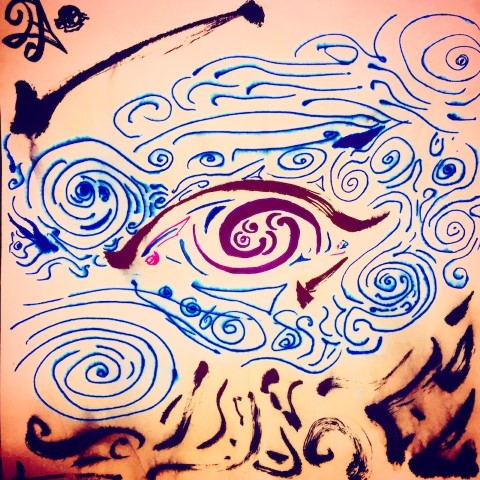 An eye with water ripples